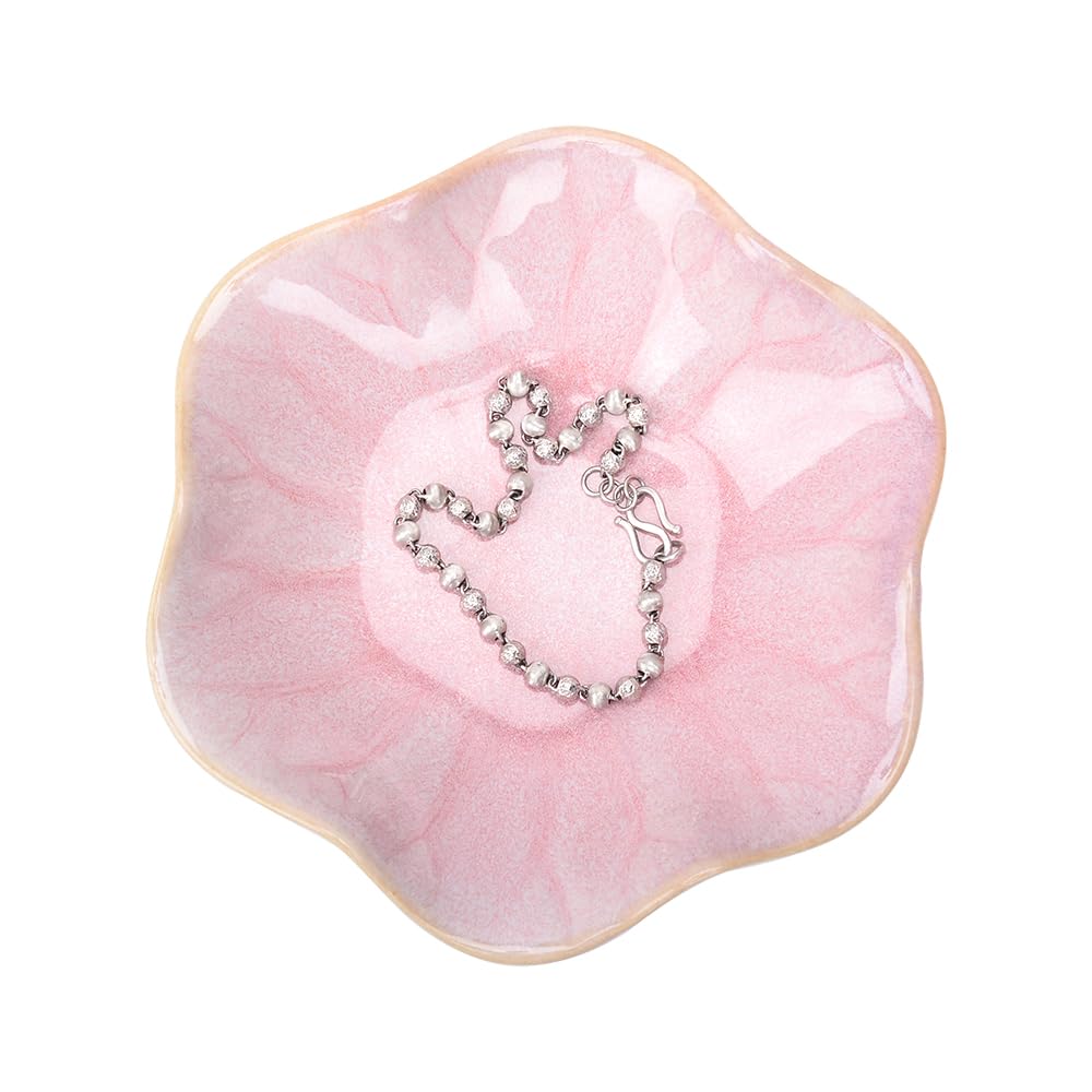 Ceramic Jewelry Dish,Leaf jewelry tray,Key Bowl,jewelry holder,small ring dish holder,Jewelry Plate,trinket,Catch all tray nightstand decor for entryway table Home decor for girl women (Pink)