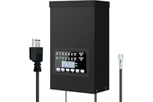 ZHENGXI 300W Low Voltage Landscape Lighting Transformer, Outdoor Patio Transformer with 2 Individually Controlled Outputs 120V to 12V/14V with Timer and Light Sensor