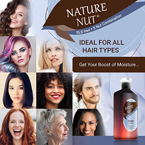 Nature Nut Hair Shampoo for Normal Hair - Hypoallergenic Moisturizing Hair Repair Treatment Cleansing Shampoo with 5 Nut Hydration Boost Formula for Hair & Scalp