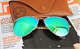 Ray Ban Aviator Sunglasses RB3025 112-19 Matte Gold Frame, Green Mirror Lenses (58mm)