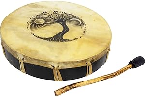 Kheops International Ceremonial Drum - Tree of Life, 12" Diameter, Includes Beater, Handmade & Painted by Bali Artisans