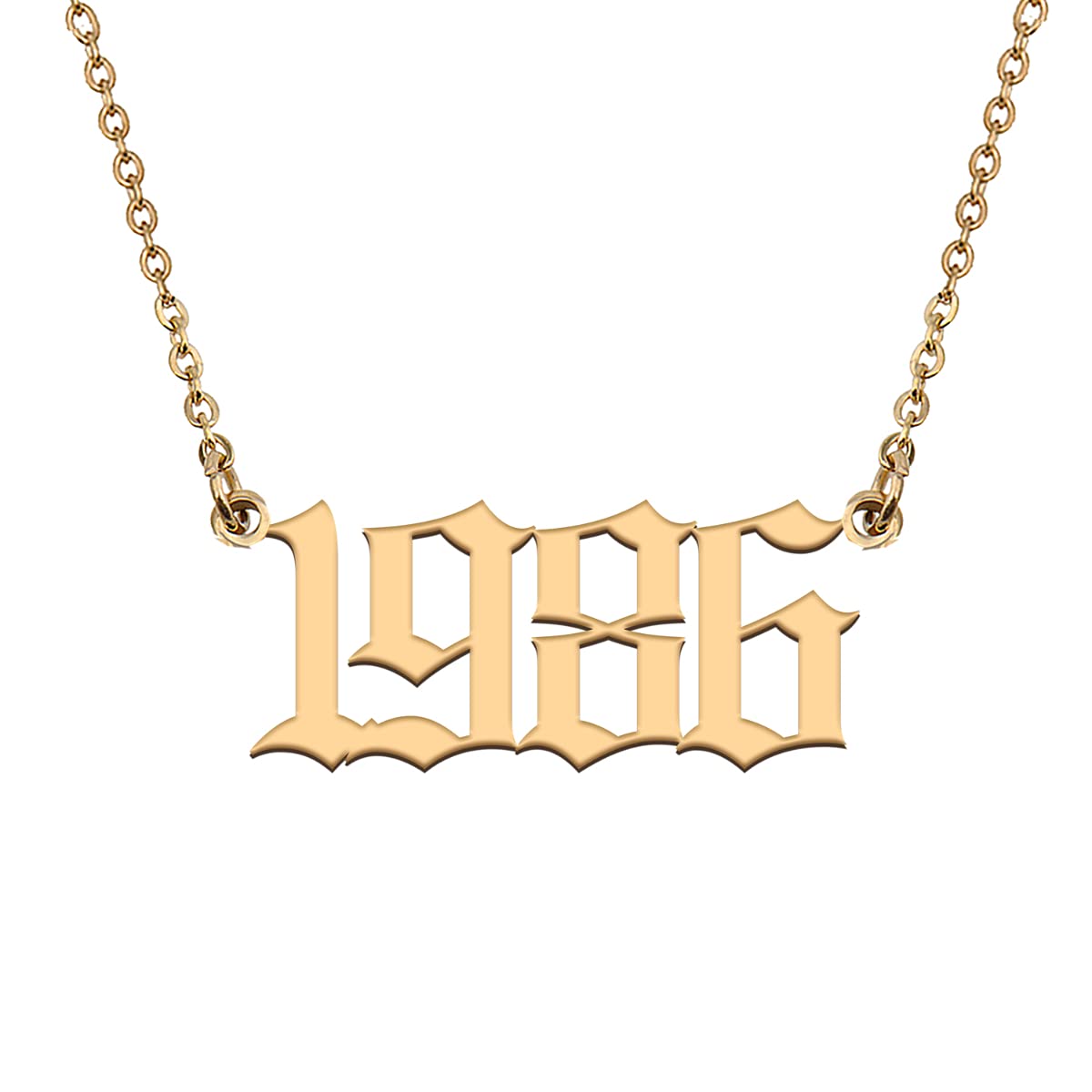 GR859C Number Necklace Pendant Jewelry Old English