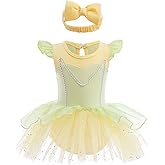 Dressy Daisy Infant Baby Girl Princess Dress Costume Romper Tulle Tutu Fancy Birthday Halloween Bodysuit Outfit with Headband