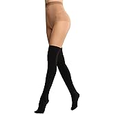 MANZI Faux Thigh High Tights Mock Over the Knee Socks Sheer Suspender Pantyhose Goth Stockings for Women