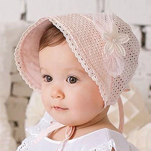 DAYNECETY 1pc Baby Infant Hat Cap Summer Sun Hat Bonnet Beach Hat Cap Cotton Lace Knitted Hat Baby Girls Boys Photography Props White/Pink (Pink(for1-3years old))