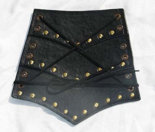 Mens Roman Leather Arm Guards with Brass One Size Fits Most Black - Image 5