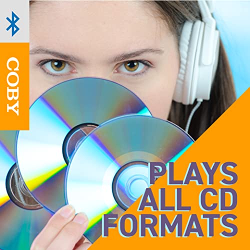 Coby CD Player Portable Bluetooth CD Player for Car, Headphones, FM, AUX, MP3 Anti-Skip CD Player for Home, Compact Discman, Rechargeable, Lightweight