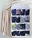 Honla Dual-Sided Hanging Closet Organizer with 18 Clear Vinyl Storage Pockets&Rotating Metal Hanger-Cool Space Saving Holder Solution Ideas for Stockings/Socks/Underwear/Jewelry Organization,White
