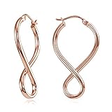 Hoops & Loops Rose Gold Flashed Sterling Silver Round Tube Figure 8 Infinity Polished Drop Earrings