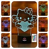 SERKYHOME 3D Illusion Lamp for Kids(Hello Kitty)