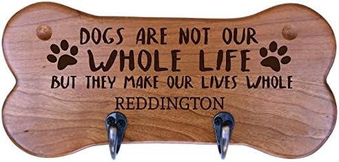 Personalized Wall Mounted Small Cherry Dog Bone Pet Leash Rack,Dog Collar Holder New Home Decor Gift ideas and 2 hooks 11" L x 5.25" H 2.5" deep by Rooms Organized (Dogs Are Not)