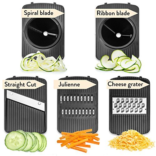 Mandoline Slicer with Vegetable Spiralizer 5IN1 with Food Catch Tray Julienne Spiral