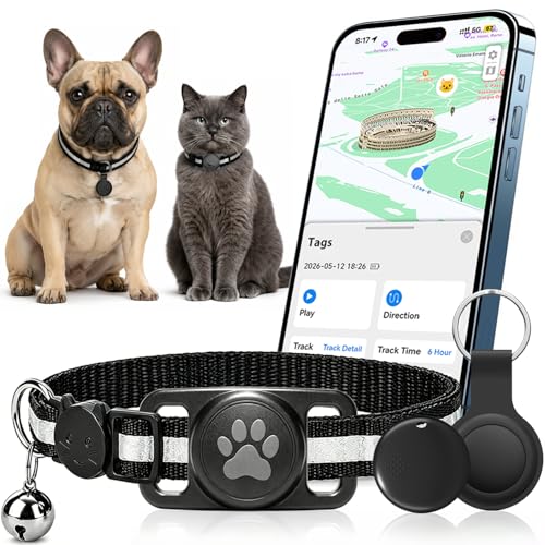 2026 Mini GPS Cat Tracker - Flexible Cat GPS Collar without Subscription (Historical 3 Day Tracking), GPS Dog Collar with Real Time Tracking and Waterproof, Compatible with iOS/Android, Black