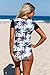 Aleumdr Womens Zip Front Printed Half Sleeve One Piece Swimsuit Rash Guard Swimwear Color Blocked Plus Size 2XL Size Black