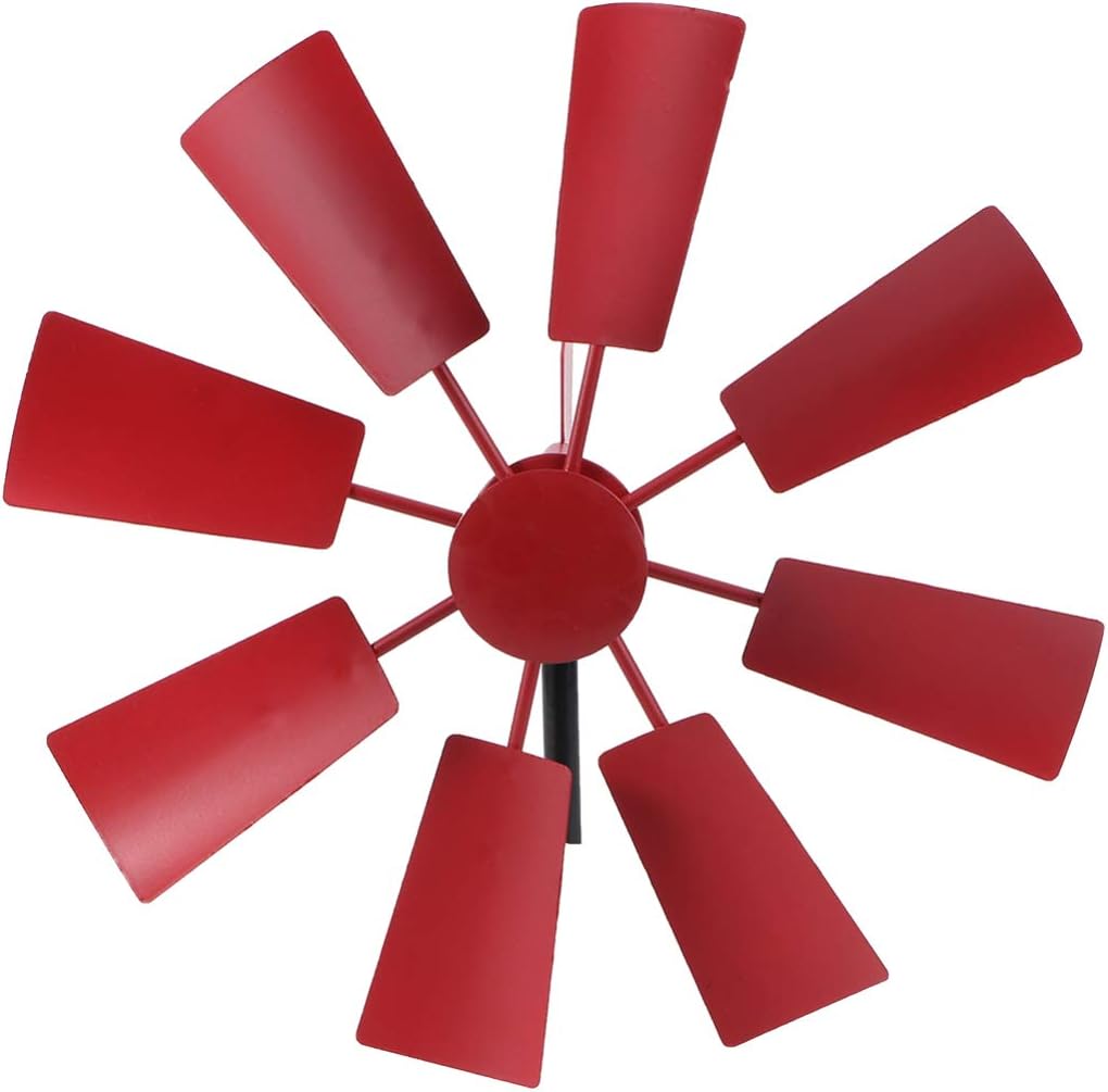 Hemoton Garden Windmill Stake Iron Wind Spinner Outdoor Yard Art Decoration Metal Pinwheel Stake Ornament for Christmas Lawn Decoration Red - Image 3