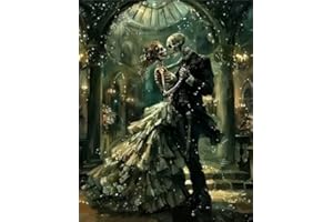 askkqtx Skull Paint by Numbers Kit for Adults, DIY Romantic Skeleton Lover Paint by Numbers for Beginner, Watercolor Oil Painting by Number on Canvas for Home Decor and Gifts 16x20 Inch