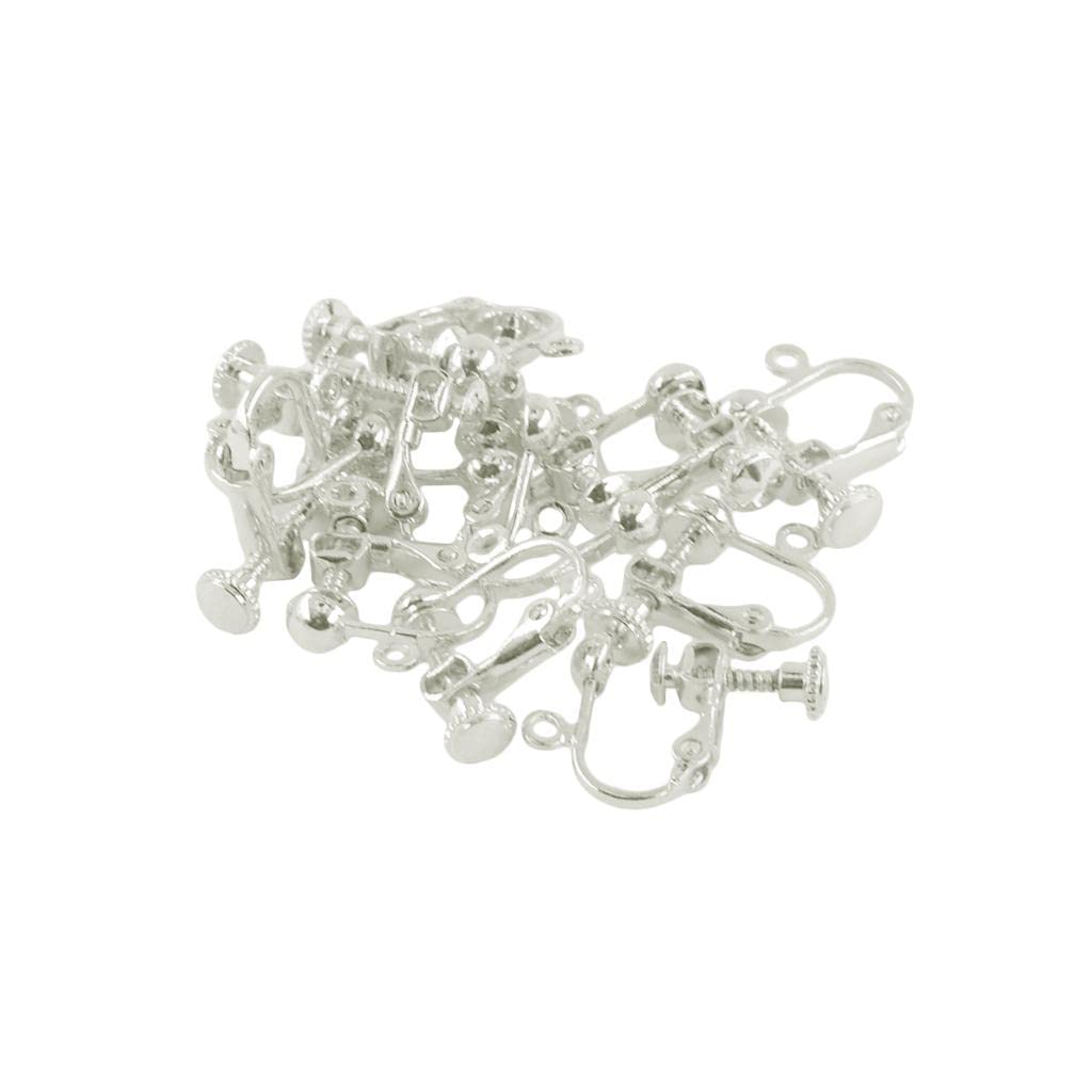 12 Pieces Adjustable Screw Clip-on Earring Clips Hook Jewelry Making Jewellery Finding Non-pierced Clip-on Earring Findings DIY Craft, Silver White