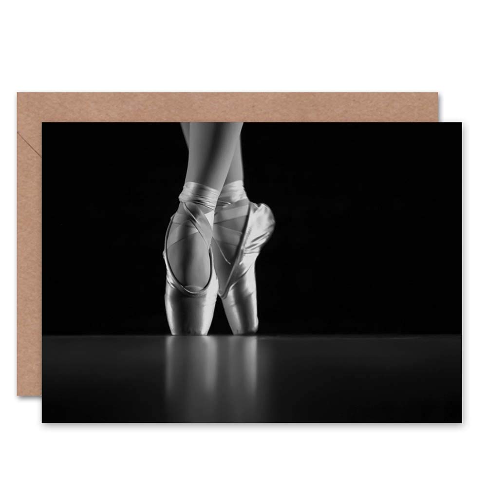 Wee Blue Coo CARD GREETING MONOCHROME BALLERINA DANCER SHOES GIFT