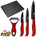 XYJ Ceramic Kitchen Knife Set Cutlery Knives Paring Utility Slicing Chef Knife Sharp Peeler With Red Handle Cooking Accessories Tools(4 Pcs)
