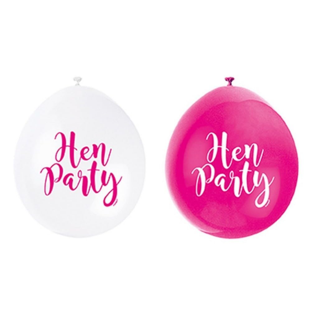 White & Pink Hen Party Latex Balloons (22cm) Pack of 10 - Fun & Stylish Celebration Decorations
