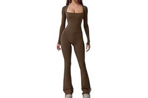 Womens Fleece Lined Scoop Neck Long Sleeve Jumpsuit Thermal Sexy Tummy Control Ski Snow One Piece Bodycon Playsuit