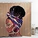 African American Shower Curtain Afro Girl Shower Curtain with 12 Hooks, African Woman with Afro Chic Hairstyle Shower Curtain, Afrocentric Lady Shower Curtain, Waterproof & Durable