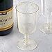 BloominGoods 50 Gold Glitter Disposable Wine Glasses | 7 oz. Clear Hard Plastic Disposable Fancy Cups for Parties & Weddings (50-Pack)