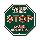 University of Miami Hurricanes College NCAA Collegiate Sports Team Logo Home Office Garage Wall Stop Sign - DANGER AHEAD CANES COUNTRY