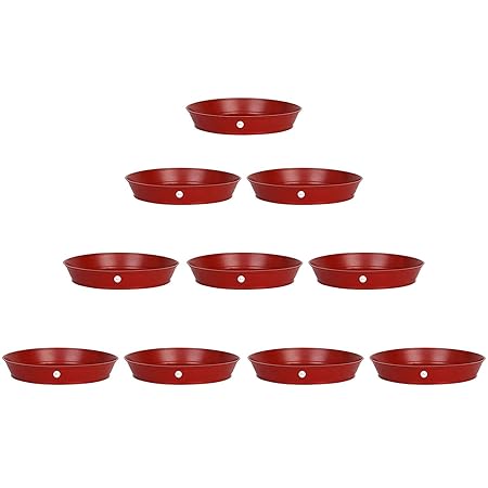 Kraft Seeds Planter Gamla Bottom Plate/Tray 6 Inches Diameter for Planters - Red, 10 Pieces