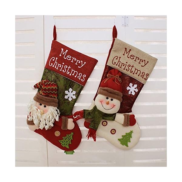 Disumos Christmas Stocking, Set of 2 Large Xmas Stockings Christmas Party Decorations Bags Socks Santa Reindeer Snowman…