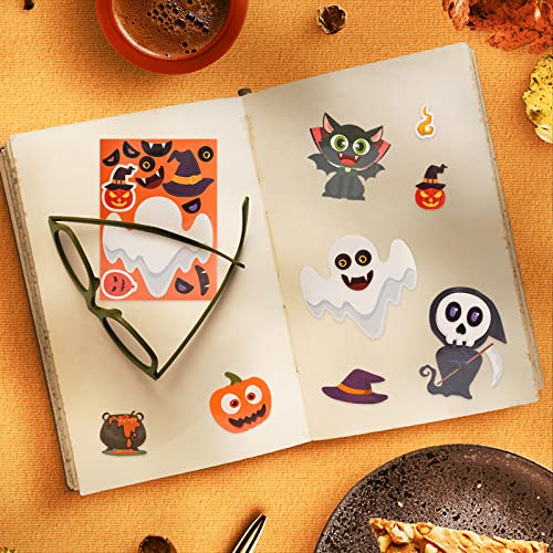 LovesTown 54PCS Halloween Stickers, Waterproof Halloween Make a Face Stickers Halloween Colors Sticker Toys for Kids Party Favors Halloween Activities