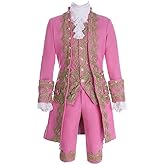 VEECOOCOS Victorian Rococo Costume 18th Century King Prince Cosplay Suit Men's Halloween Costume