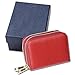SHANSHUI Credit Card Holder, RFID Blocking Primely Genuine Leather Coin Purse Wallet,Twin Golden Metal Zippers Sectioned Concertina Gift Boxed for Mother's Gift (Red)