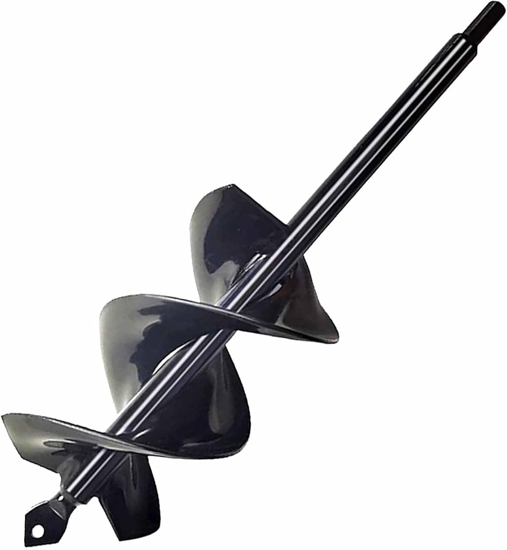 SYITCUN Garden Hole Digger Auger 8x30cm Heavy Duty Solid Barrel Dual-Blades