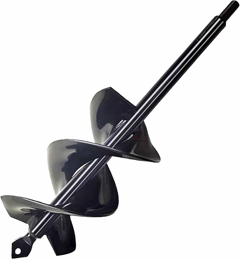 SYITCUN Garden Hole Digger Auger 8x30cm Heavy Duty Solid Barrel Dual-Blades