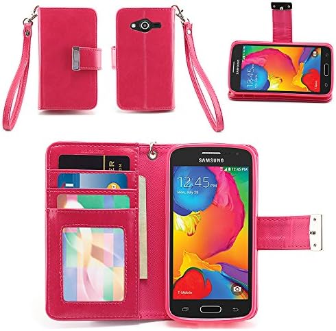 IZENGATE Samsung Galaxy Avant Wallet Case - Executive Premium PU Leather Flip Cover Folio with Stand (Deep Rose Pink)