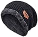 Classic Men's Thick Warm Winter Fleece Lining Knit Beanie Hat Baggy Oversize Slouchy Stocking Skull Cap Khakis Beanie Hat Cap For Men 6 colors(Black)