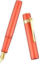 Hongdian M2 Mini Fountain Pen with Extra Fine Soft Golden Nib Orange Red view 9