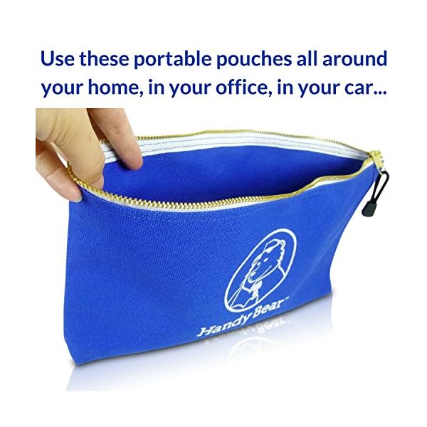 5-Pack of Heavy Duty Canvas Tool Bags with Metal Zipper | More Spacious Design, 13.75" x 8" | Multi Purpose Storage and Organizer Bags - Image 4
