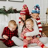 SHOKAN 2 Pack LED Christmas Hat Light-Up Knitted Cap Kids Adults Holiday Party view 9