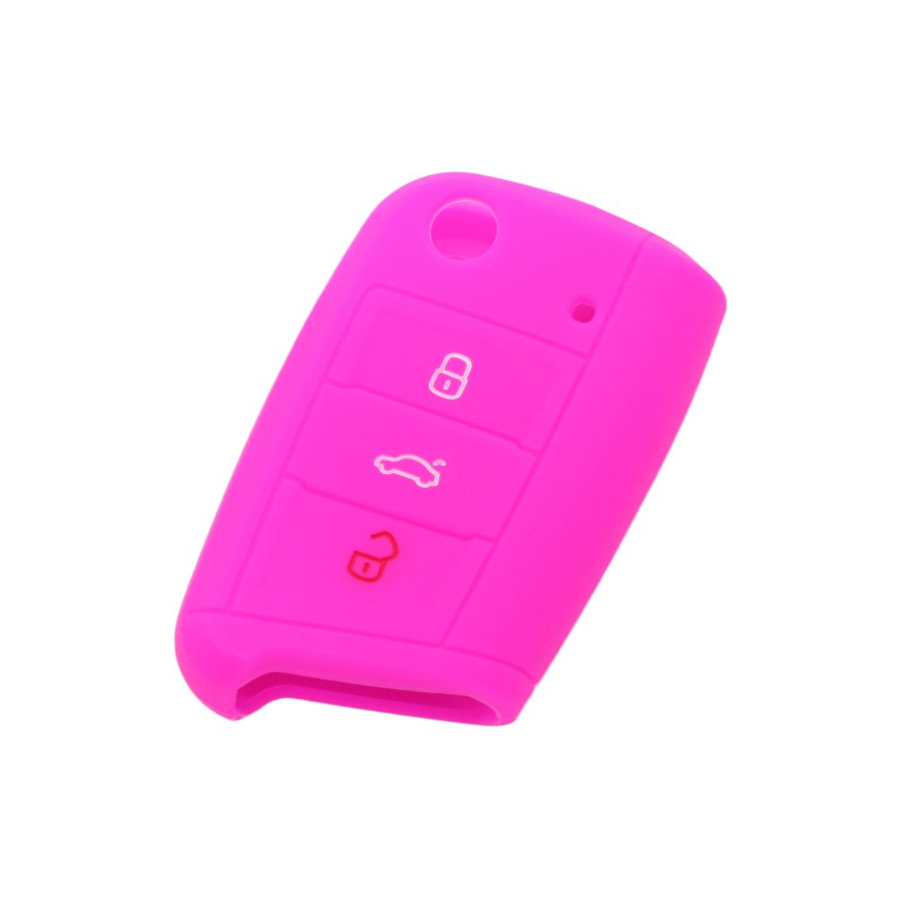 BROVACS Silicone Cover Protector Case Holder Skin Jacket Compatible with VOLKSWAGEN 3 Button Flip Remote Key Fob CV9803 Rose