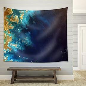 Aerial View of Continents and The Ocean - Fabric Wall Tapestry Home Decor - 51x60 inches