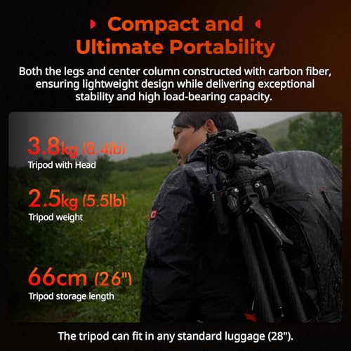 SmallRig x Potato Jet Tribex Carbon II Hydraulic Carbon Fiber Tripod, Fast Extend Camera Video Tripod with 4-Step Counterbalance Fluid Head,Weight 8.3lbs,Load up to 13.2lbs - 5755
