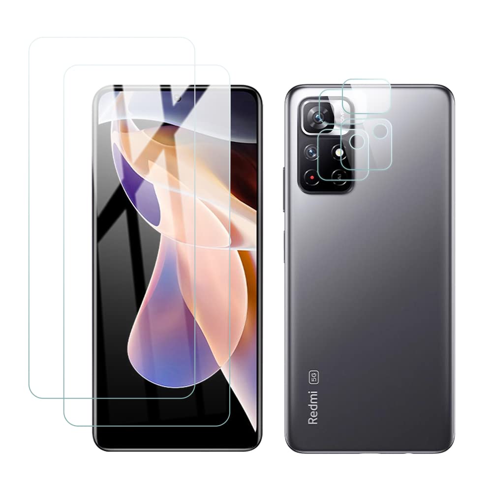 PaceBid 2 Pack Screen Protectors + 2 Pack Camera Tempered Glass Compatible with Xiaomi Redmi Note 11 Pro, [9H Hardness] [Anti-Scratch] [Drop Friendly] Premium HD Clear Screen Protector