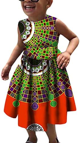 Esast Little Girl Fashion Cotton Casual African Print Dress 4 8T