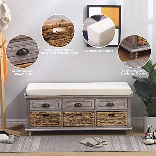 Knowlife Storage Bench Entryway Bench No Assembly Required Shoe Bench with Removable Cushion, 3