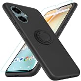 Case for Pinwheel Genesis 3 / BLU G64 Phone Case with HD Screen Protector, 360&deg; Rotatable Ring Holder Kickstand/Stand Silicone TPU Slim Fit Shockproof Protective Cover Case for BLU G64 G1010WW - Black