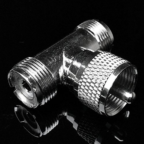CESS Adapter UHF Male PL-259 to Dual Female SO-239 Jack RF Splitter - UHF Male to Dual UHF Female (2 Pack) - Thumbnail 6