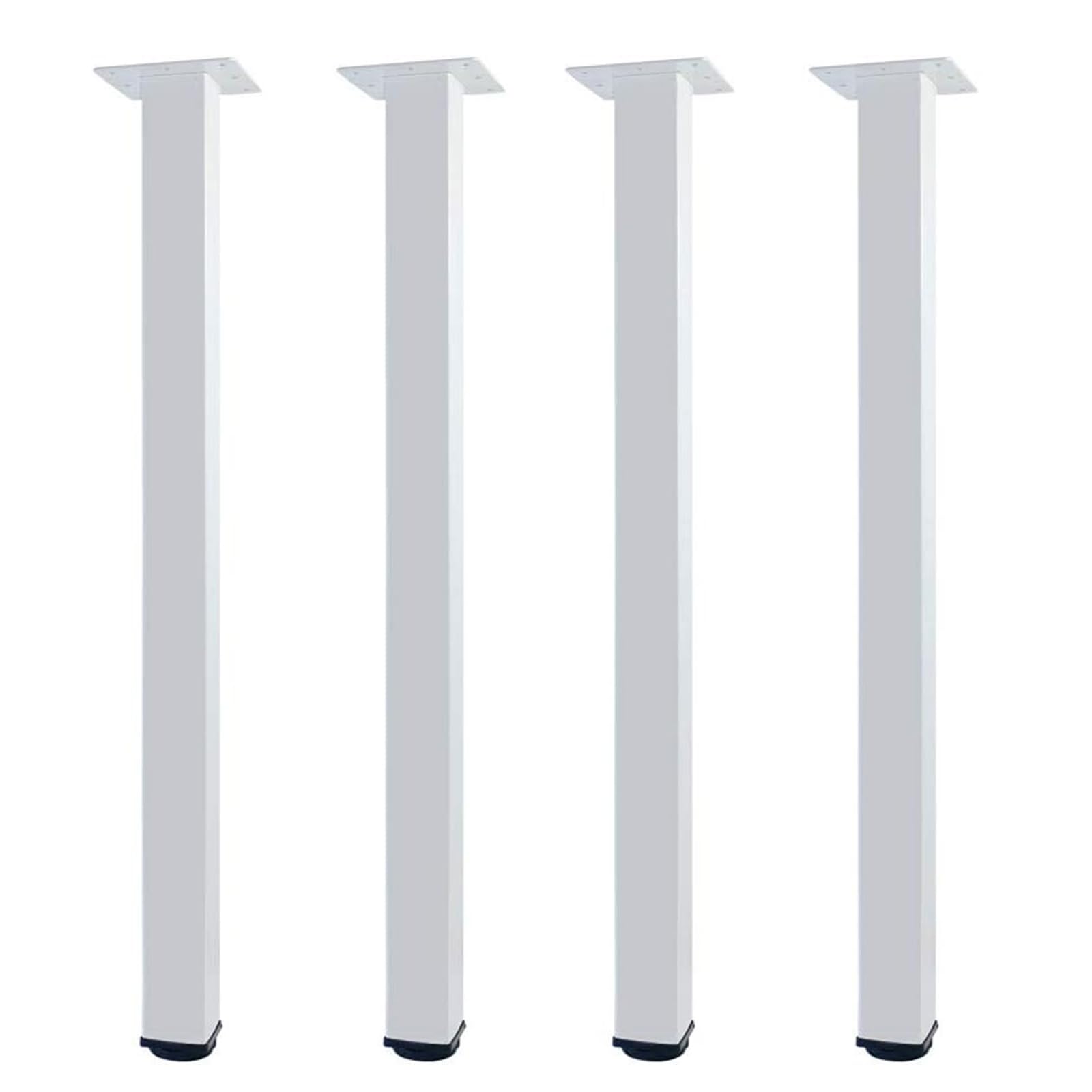 QLLY 70cm/27.5 inch Adjustable Metal Desk Legs, Square Office Table Furniture Leg, Set of 4 (70 cm, White)