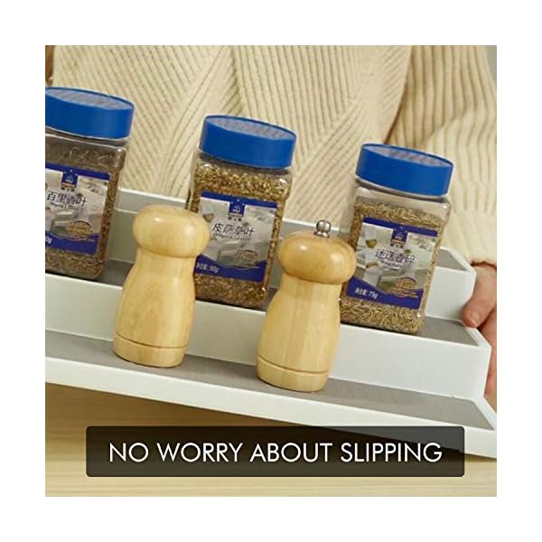 Semlos Expandable Spice Rack, 3-Tier Seasoning Shelf, Non-Slip Flavoring Organizer for Kitchen Pantry Cabinets Cosmetics…